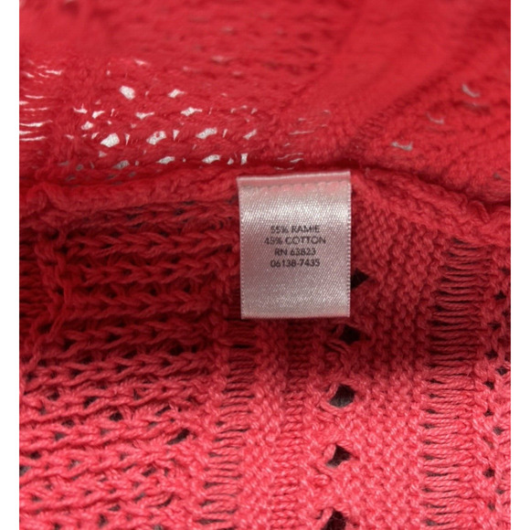 CJ Banks Sweater Womens 2X Pink Cardigan Open Front Crochet Preppy Boho Bohemian - Picture 7 of 9